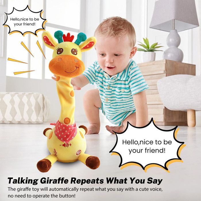 Giraffa musicale: canta, balla e ripeti i testi. Peluche giraffa danzante. Giraffa musicale luminosa con 10 canzoni.