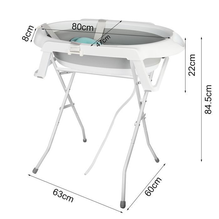 Vaschetta da bagno pieghevole per neonati con supporto - XUANYU - Portatile - Antiscivolo - Per neonati fino a 3 mesi - Grigio