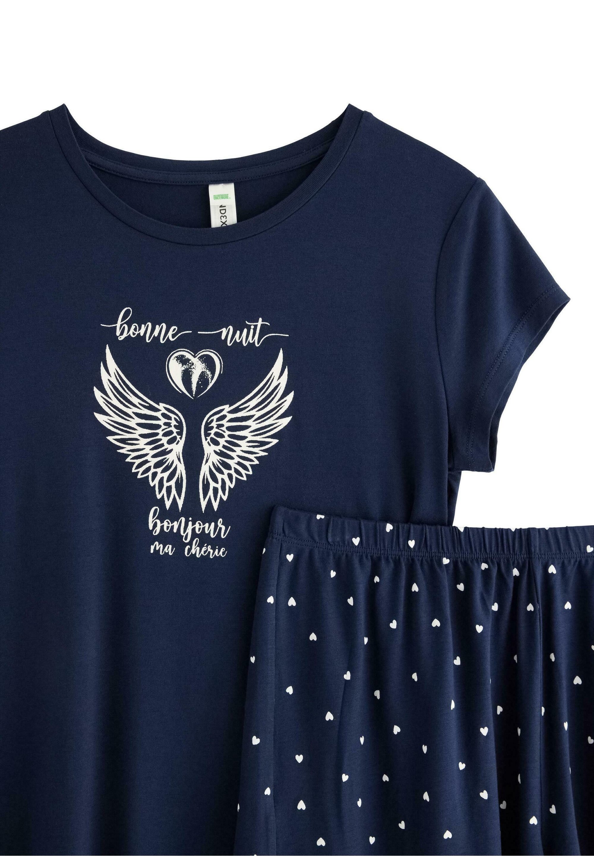 Lindex SET HARTJES EN HONDJES - Pyjamaset - marineblauw