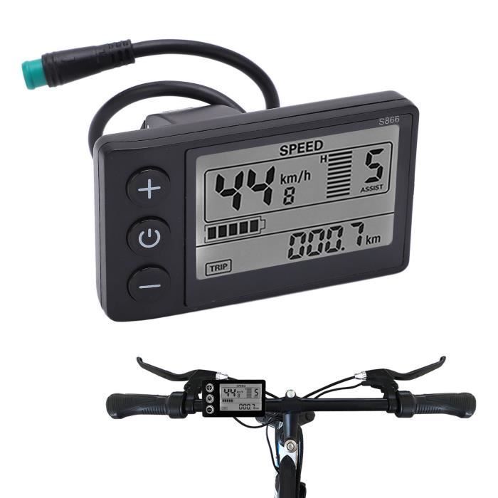 Painel de controle com display LCD Zerone para bicicleta elétrica S866, compatível com 24V, 36V e 48V.