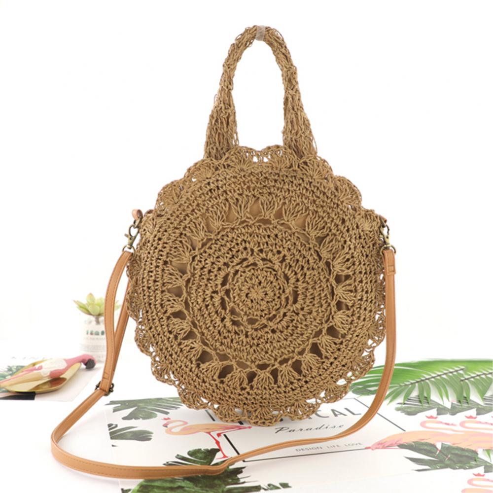 Sacs bandoulière décontractés en rotin, sacs à main en paille, grands cabas d'été faits main, sac rond bohème pour femme, sac de plage ou de voyage