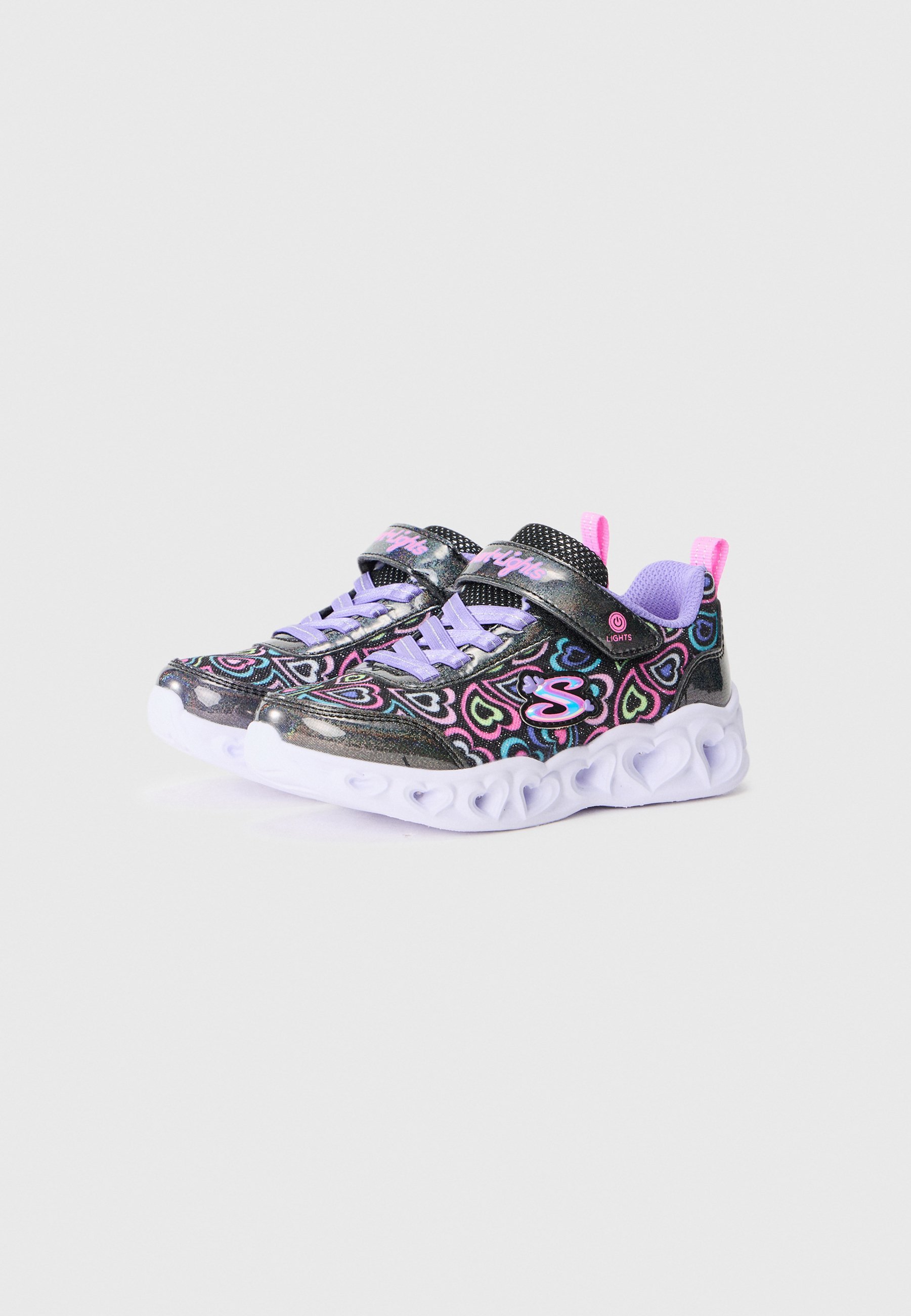 Skechers HEART LIGHTS - Scarpe da ginnastica - nero glitterato/multicolore