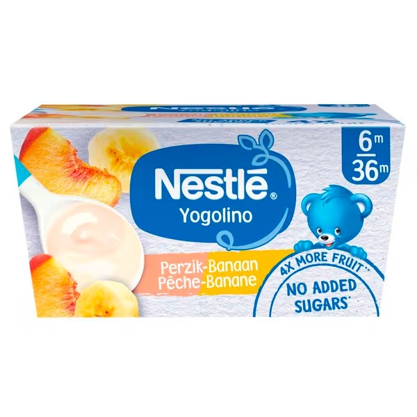 Nestlé Yogolino 6+M persikų ir bananų skonio kūdikių desertas<br>360g