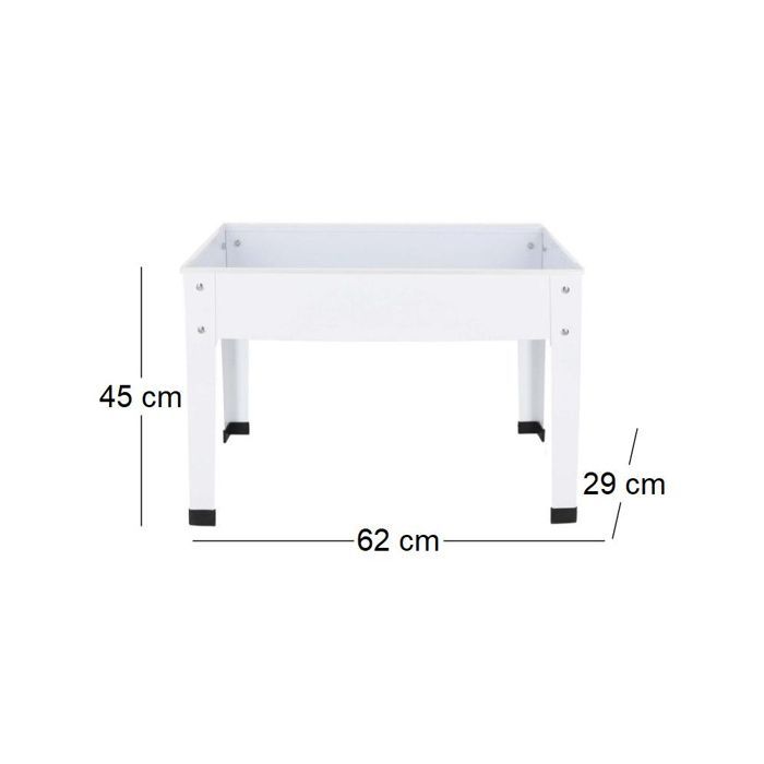 Canteiro elevado de metal branco, 62 x 29 x 45 cm
