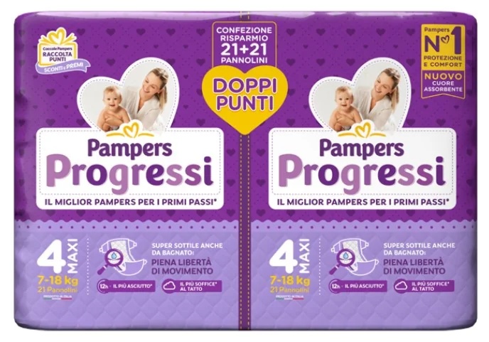 PAMPERS Progressi Maxi luiers, dubbelverpakking, 42 stuks, maat 4 (7-18 kg)