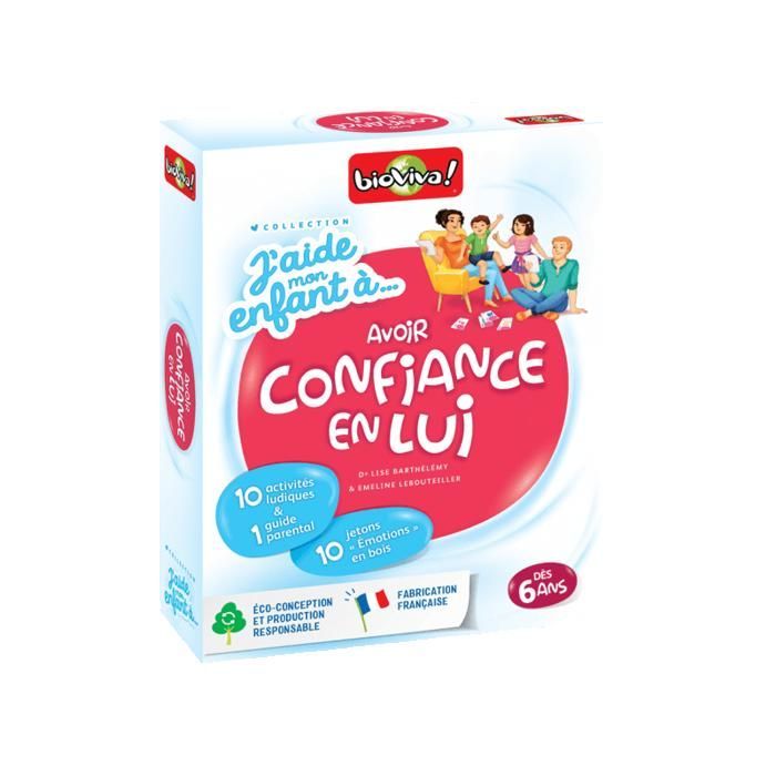 Juego educativo: Ayudo a mi hijo a... Desarrollar la autoconfianza. A partir de 6 años. De 1 a 6 jugadores. Hecho en Francia.