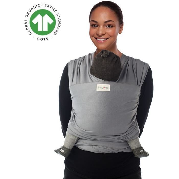 Baby Carrier Wrap - Babylonia Baby Carriers - Knit-Sleeve Model - 100% Organic Cotton Baby Carrier - 500 cm - Silver Cloud