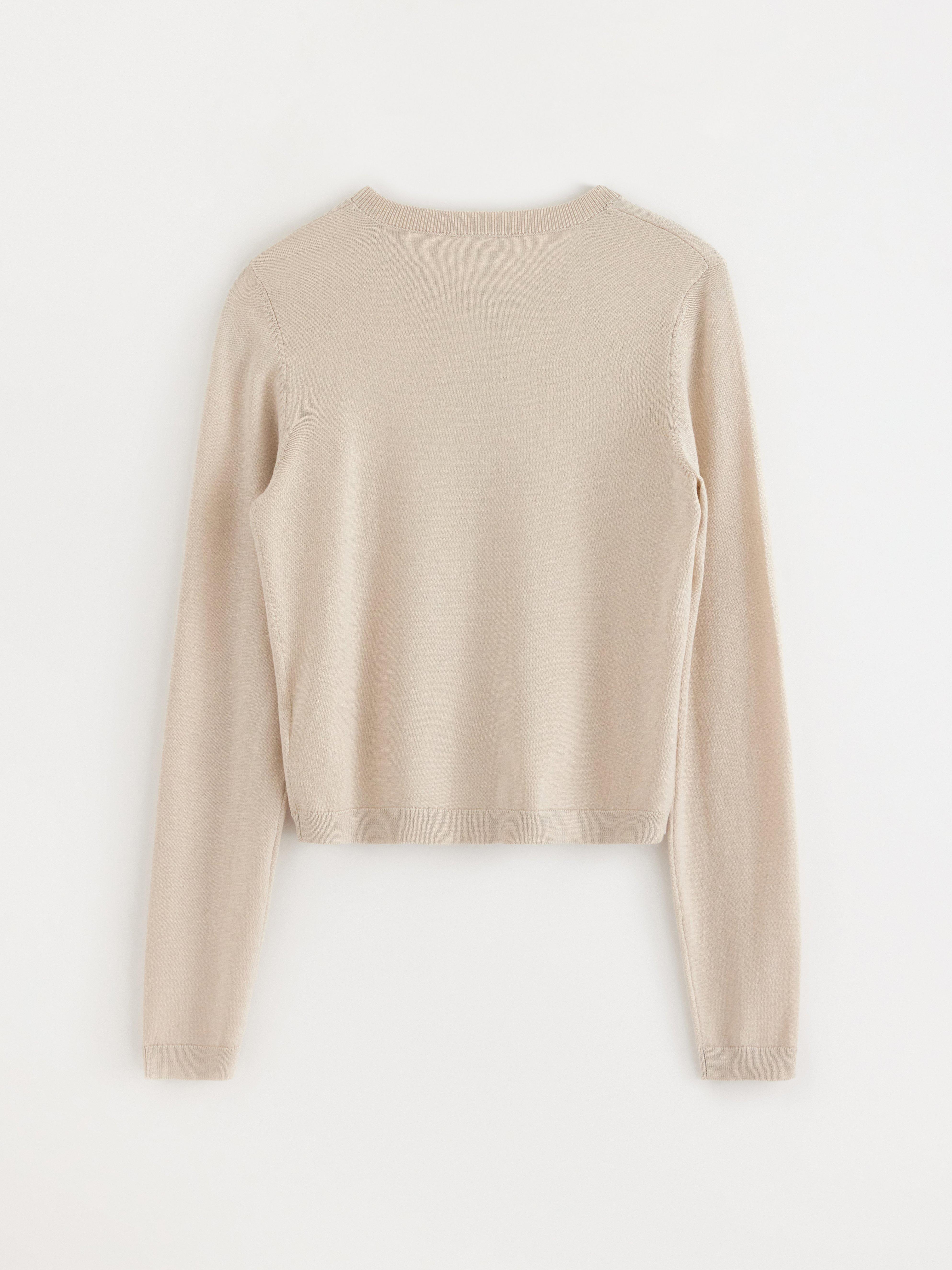 Finstickad cardigan Světle béžová