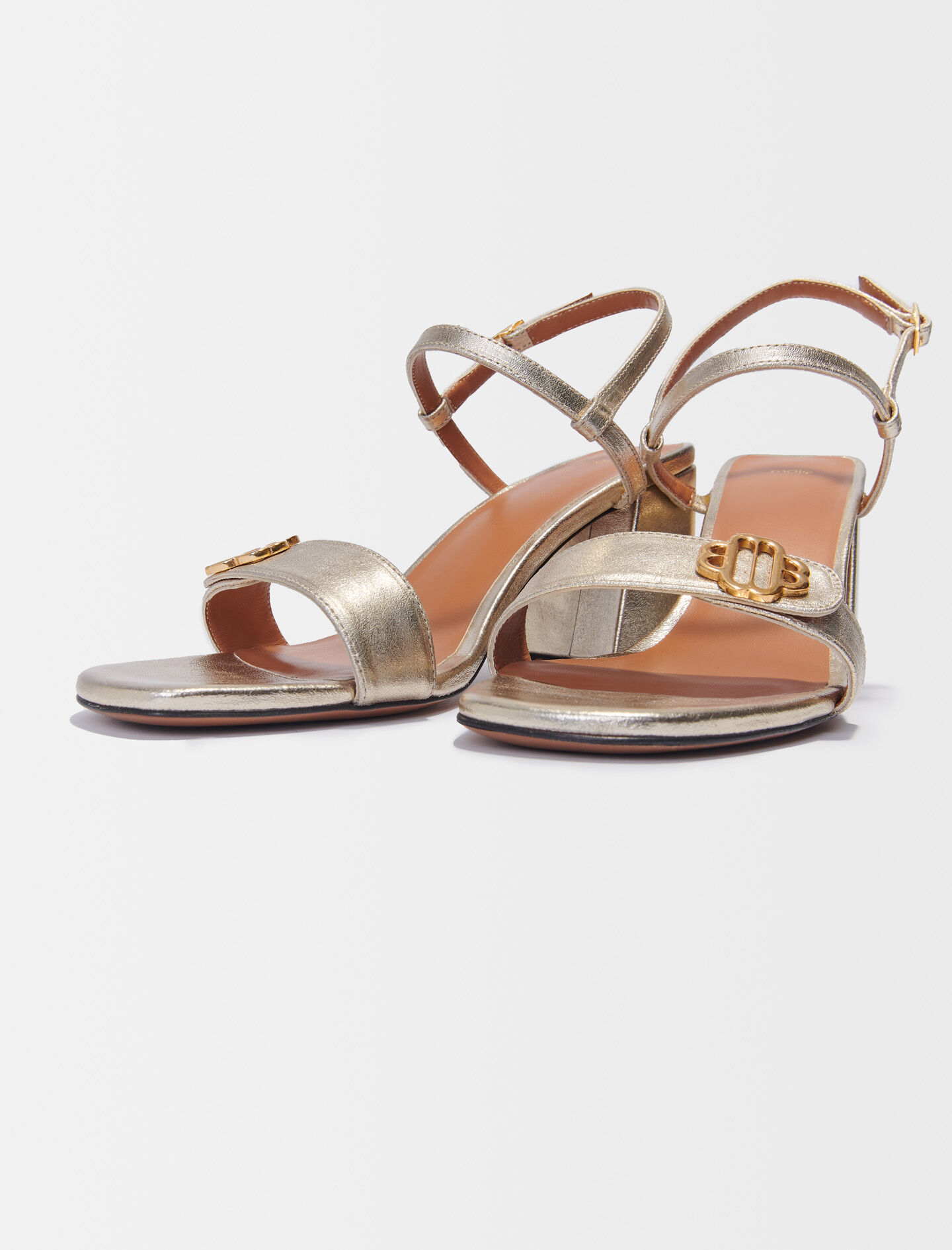 Metallic leren sandalen - of