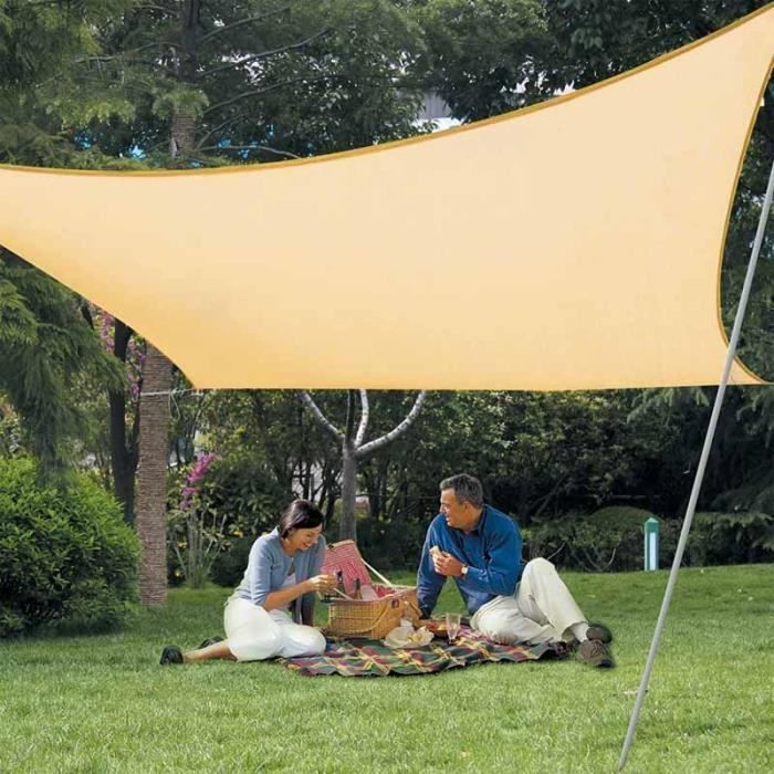 Vela ombreggiante rettangolare FOLAYA 3x3 m color sabbia - Protezione UV - HDPE 185 g/m² - Facile da montare
