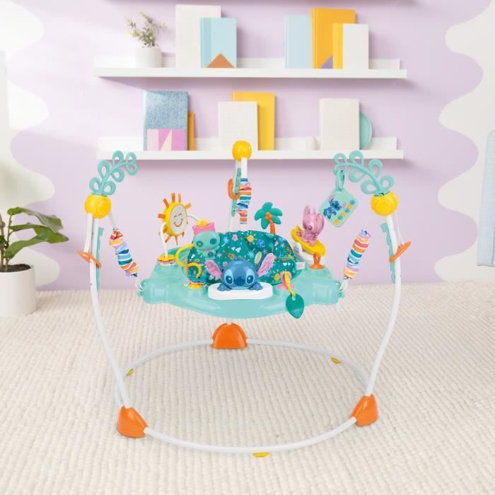 DISNEY BABY -STITCH- Aire d'éveil bébé multi-jouets, siège sauteur à rebonds évolutif, pivotant à 360°  10 jeux interactives Disney
