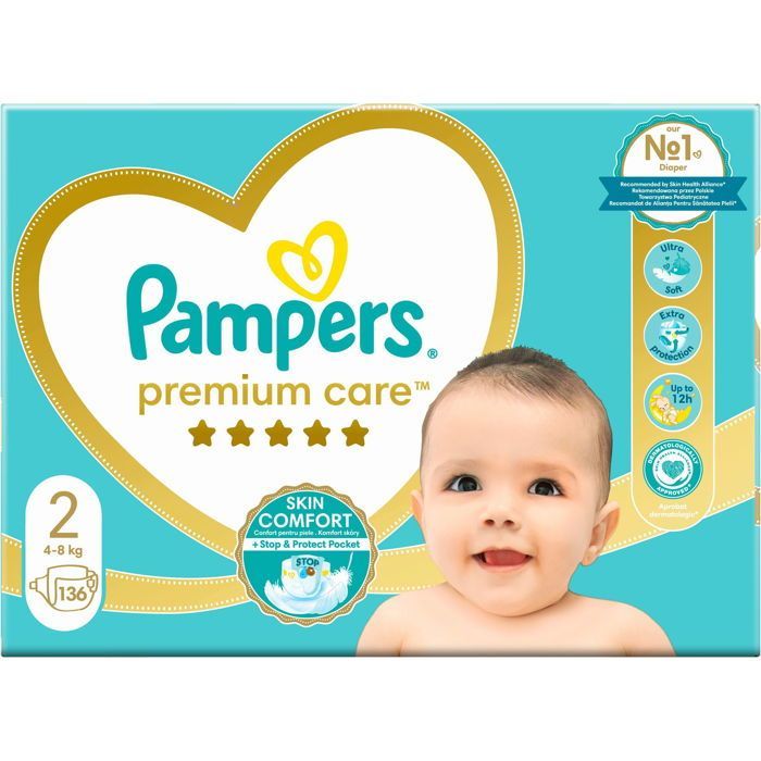 Fiche PAMPERS Premium Care. 2 (136 ks)