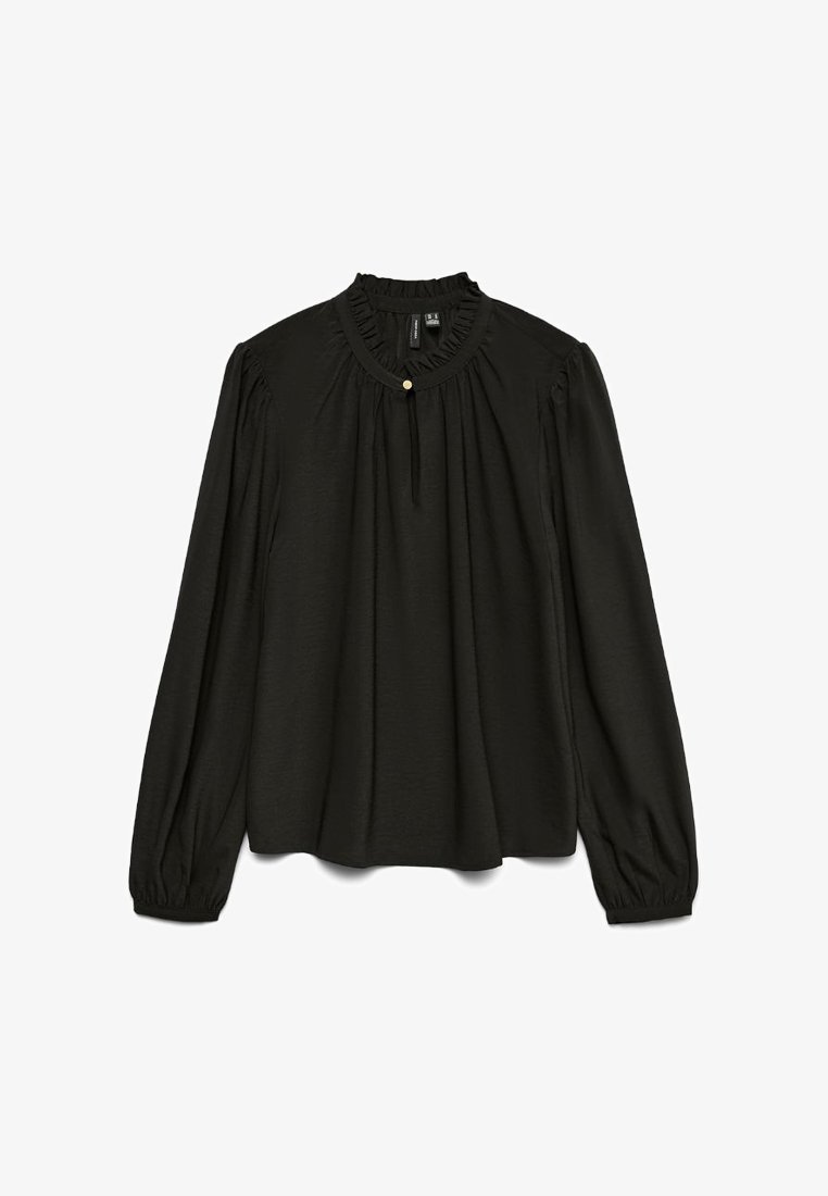 Vero Moda VMANI LS FRILL - Chemisier - noir