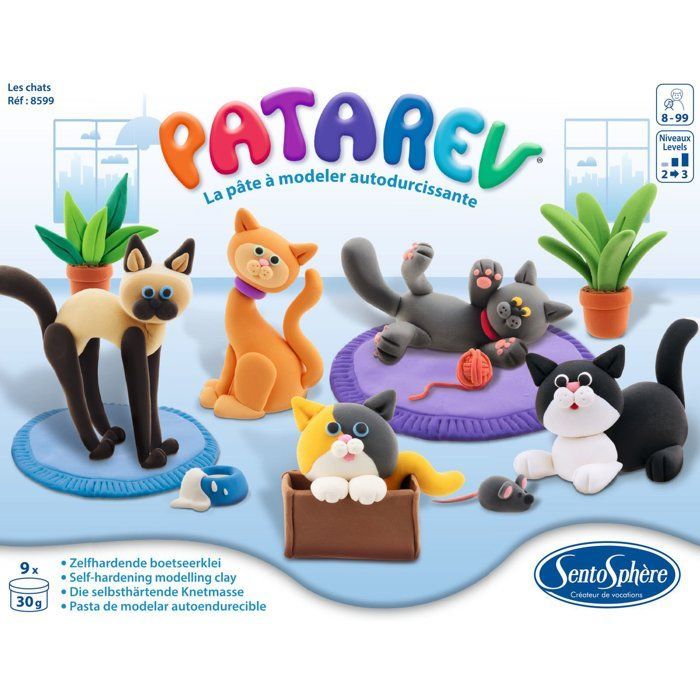 Self-hardening modeling clay - SENTOSPHERE - Patarev - Cats - Various Colors - 9 colors - Ages 7+