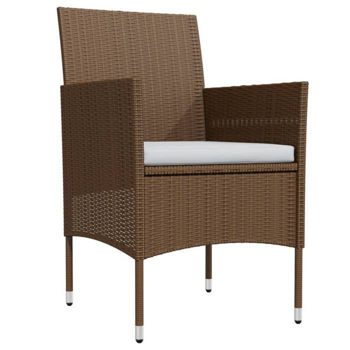 Conjunto de comedor de jardín - vidaXL - 9 piezas - Marrón/negro - Resina tejida - Acero con recubrimiento en polvo - Cristal