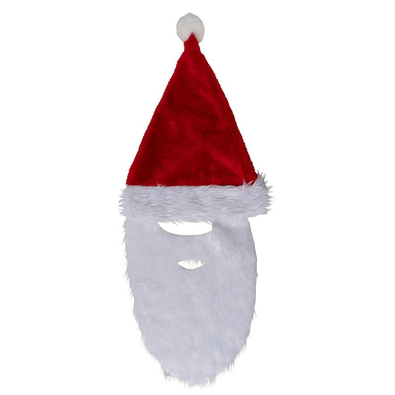 Gorro navideño con barba para el hogar, 30x65 cm, rojo/blanco