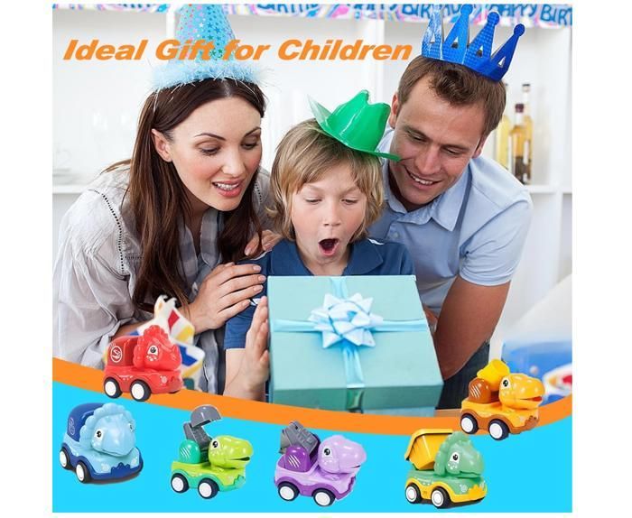 Toy Cars - 6 Pieces - Press and Go - Dinosaurs - For Children 1-3 Years Old
