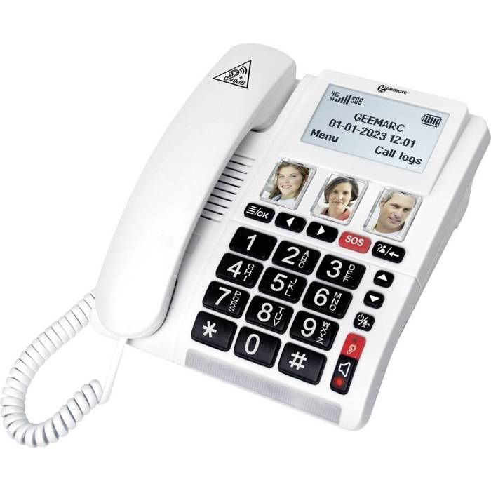 Teléfono inalámbrico Geemarc CL9000 para personas mayores con teclado fotográfico, función manos libres y compatible con dispositivos Audi.