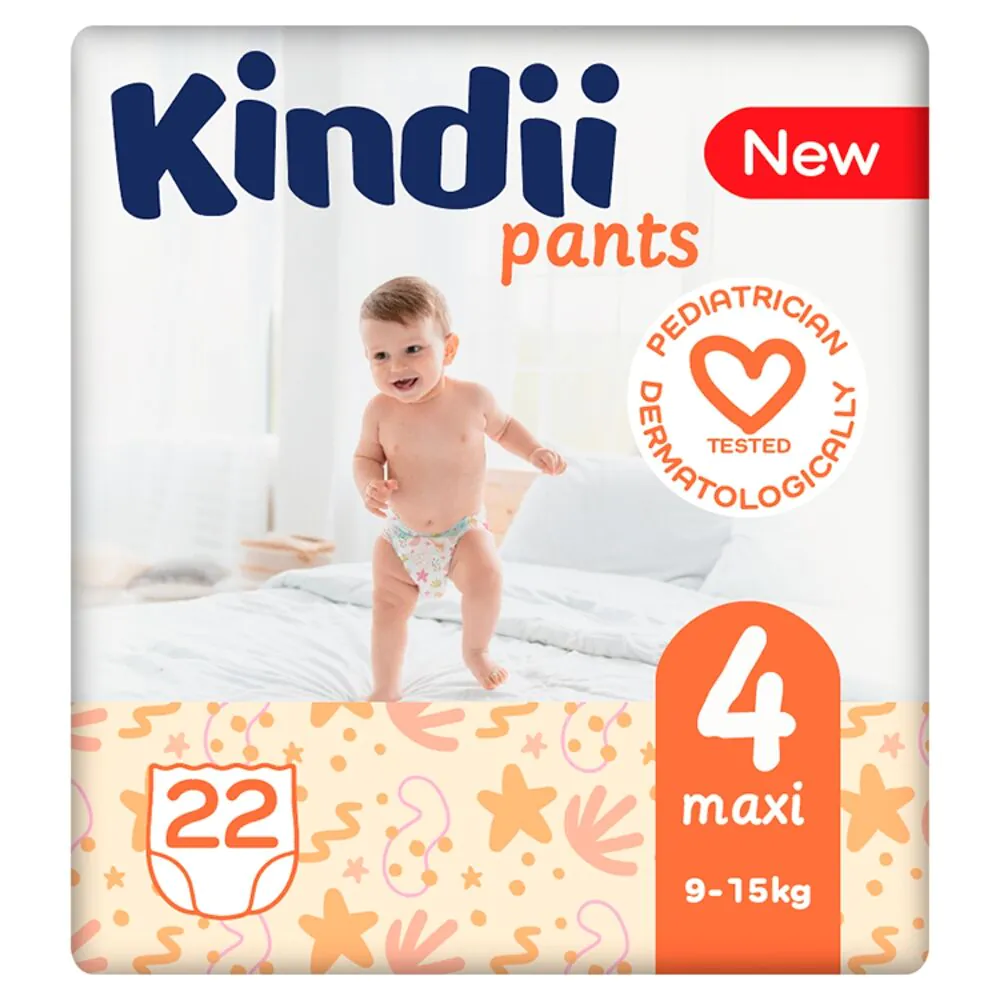 Kindii Maxi 4 - Pieluchomajtki rozm. 4 (9-15 kg) 22 szt.
