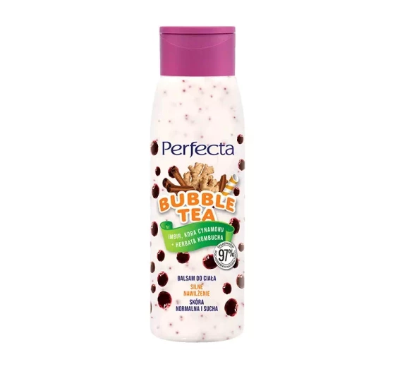 Perfecta Bubble Tea imbir, kora cynamonu   kombucha silnie nawilżający balsam do ciała 400ml