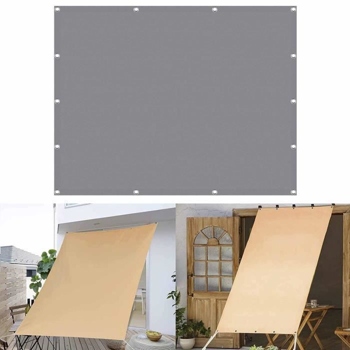 Toldo retangular para varanda, impermeável e resistente aos raios UV - LITREVE - 2,5 x 5 m - Cinza - 250 g/m² - Inclui 4 cordas