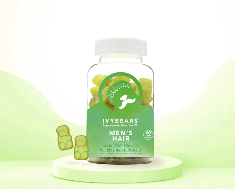 Výživový doplnok Ivy Bears Men's Hair vo forme gumových medvedíkov na posilnenie vlasov