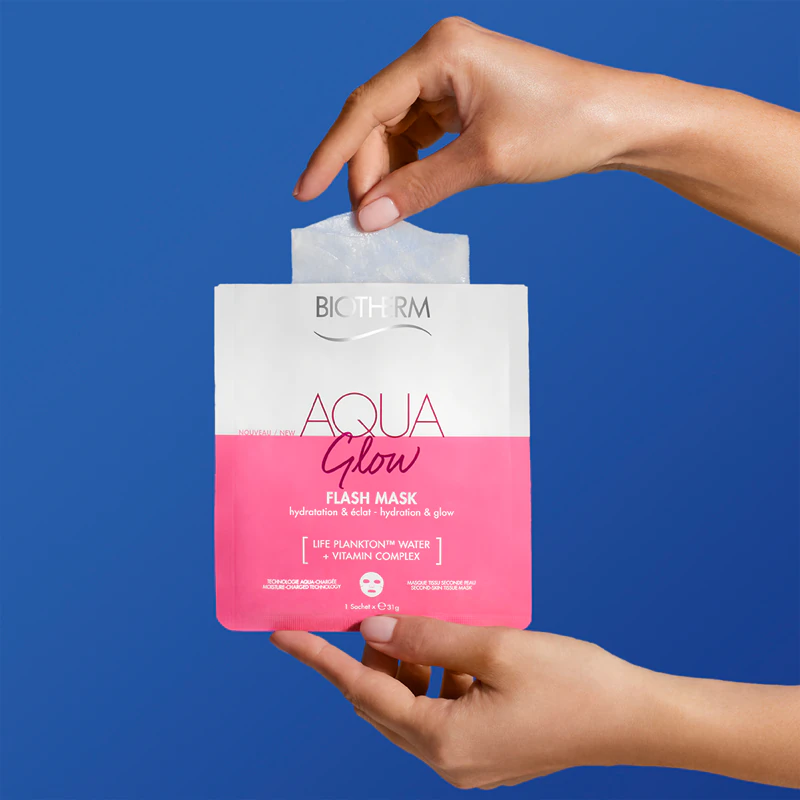 Máscara facial em tecido Biotherm Aqua Glow Flash Mask