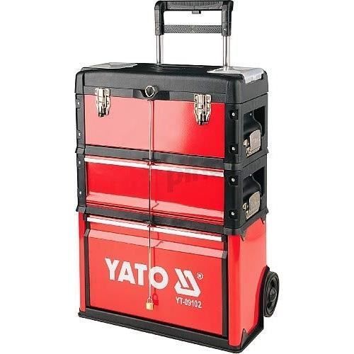 Caja de herramientas - YATO - YT-WORKSHOP TOOLBOX - 3 compartimentos - Acero - Rojo