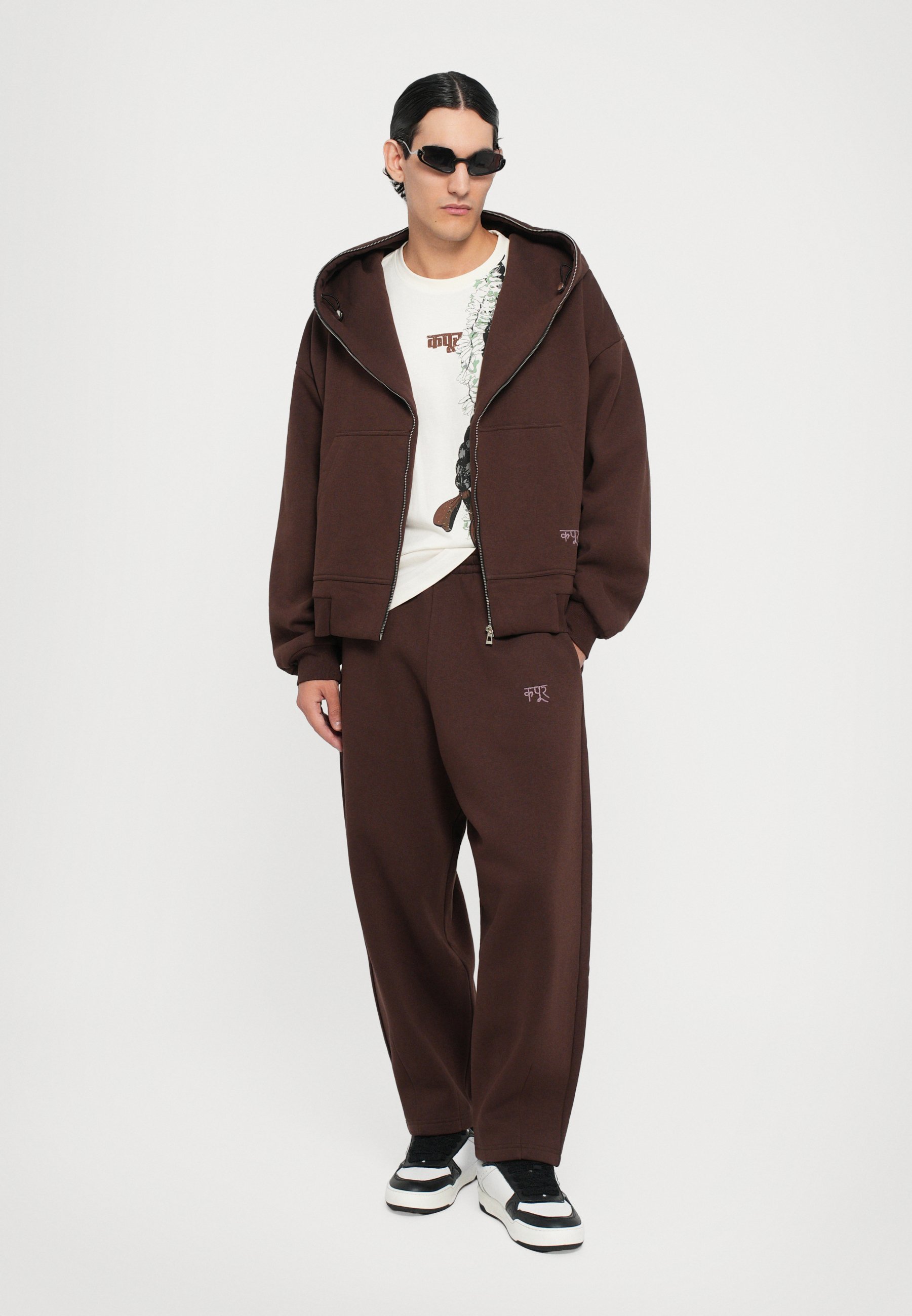 Dhruv Kapoor BRUSHED HOODIE - Bluza z zamkiem błyskawicznym - brązowa