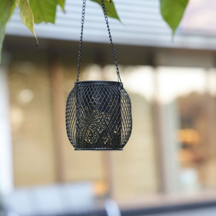 Outdoor solar lantern - Iron - Hollow pattern - Solar powered - IP65 waterproof