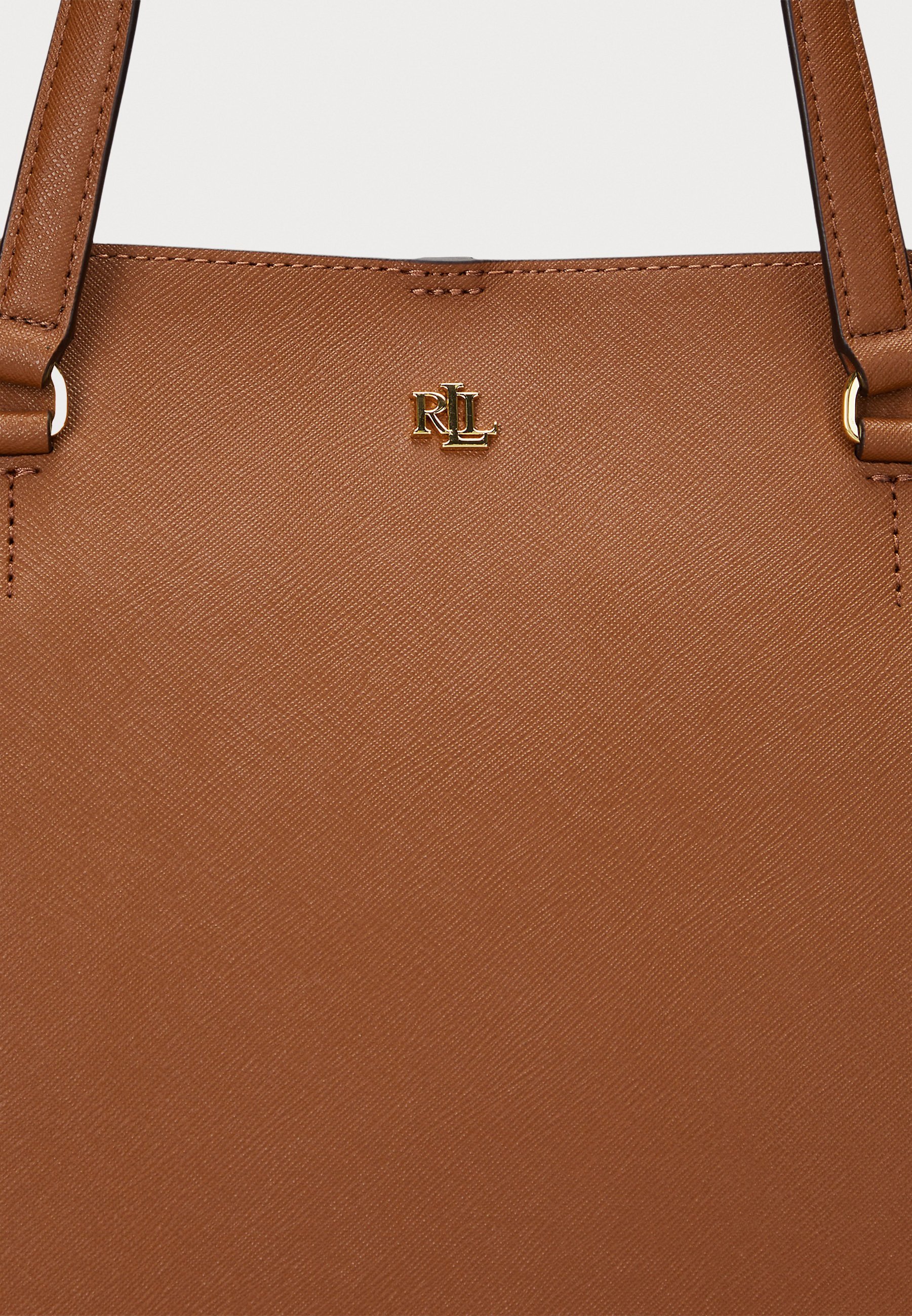 Lauren Ralph Lauren CROSSHATCH LEATHER LARGE KARLY TOTE - Tote bag - bruin
