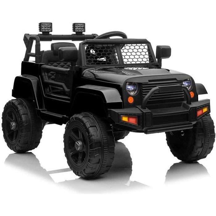Coche eléctrico infantil (de 3 a 5 años) de 12 V, con mando a distancia, claxon y luces - 92 x 65 x 65 cm, color negro.