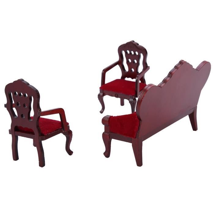 Dollhouse Accessories - SURENHAP - Sofa and Chairs - 1:12 - Red Flannel - 3 Pieces