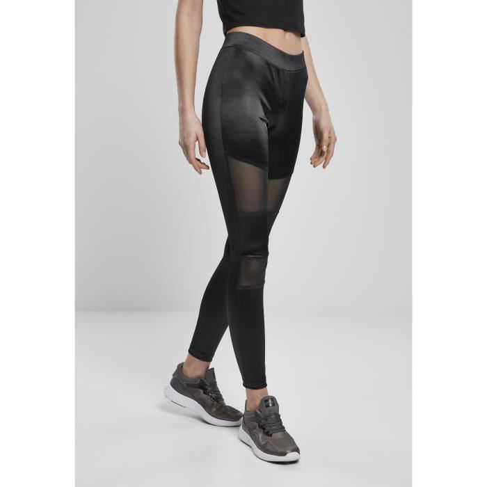Leggings para mujer - Urban Classics - Malla técnica brillante - Negro - Fitness - Impermeables