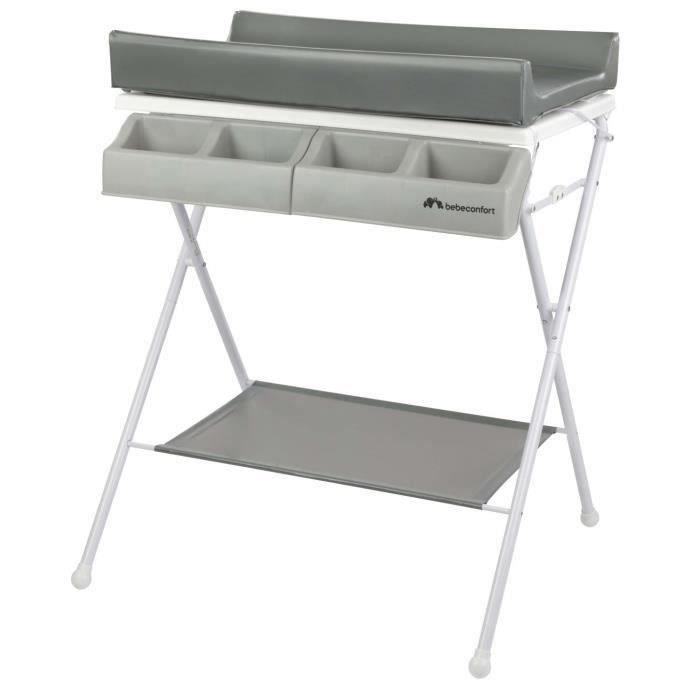 BEBECONFORT Baltic 2-i-1 skötbord och badkar, hopfällbart, från födseln till 12 månader (11 kg), grå dimma
