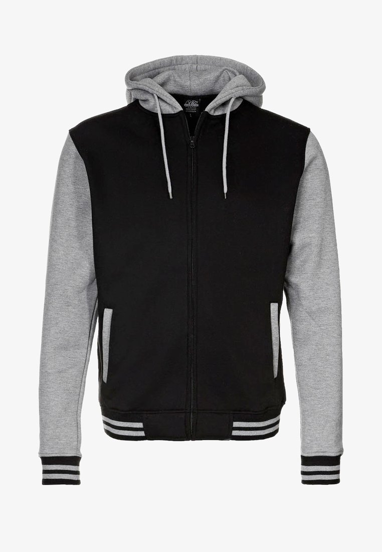 Felpa con cappuccio e zip bicolore Urban Classics - Felpa con zip - nero/grigio