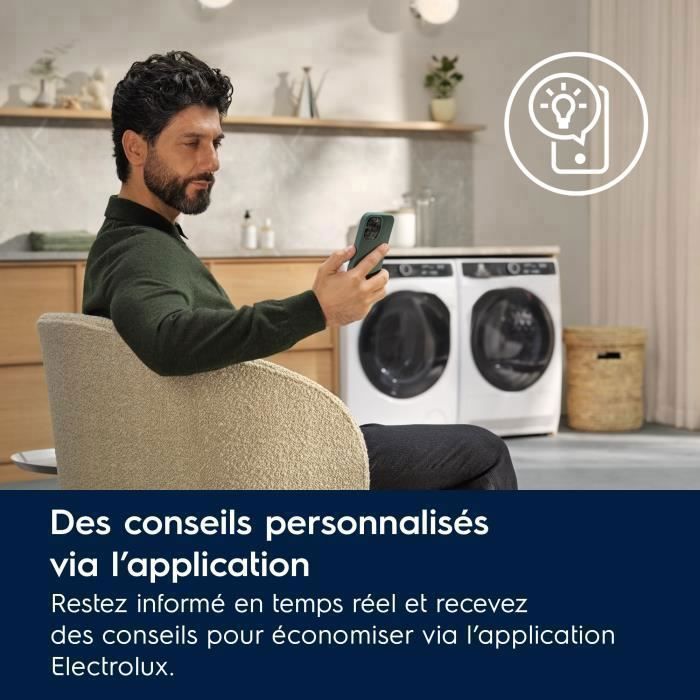 Sèche-linge Pompe à Chaleur Electrolux 9 kg – Connecté & Intelligent – Technologie 3DSense Scanner de Textiles – YW8HI393DC