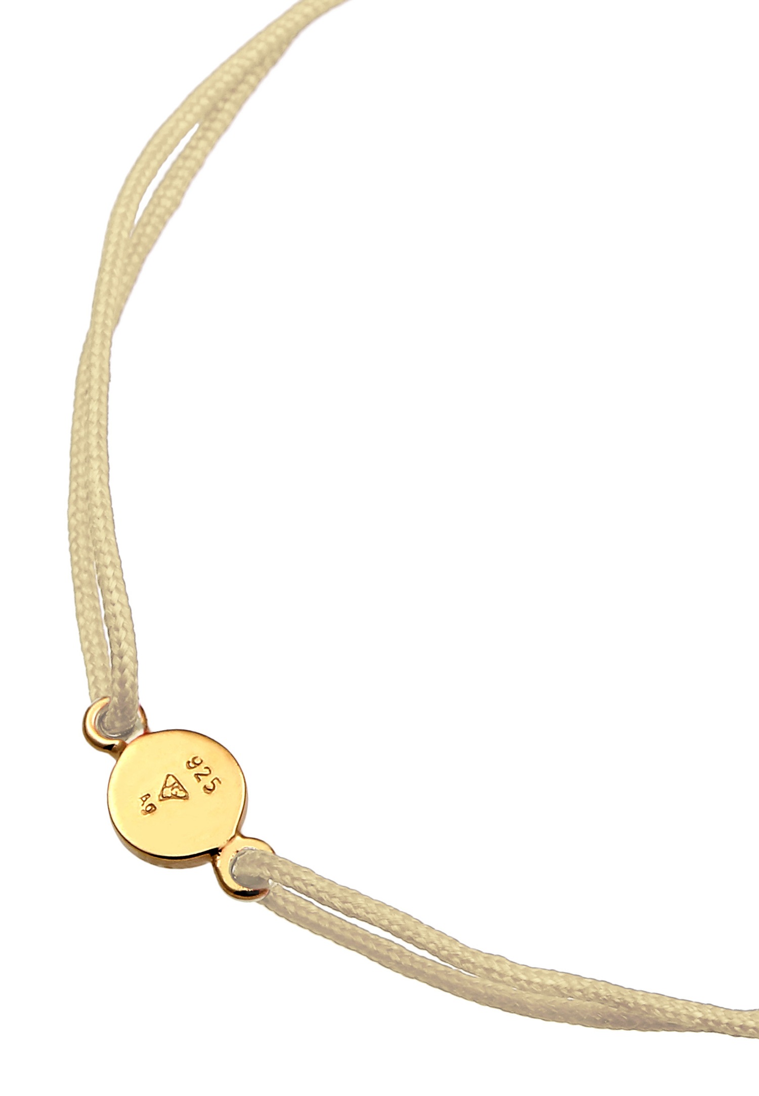 Elli Elli Bracelet sans Pierre Femmes Plaquette Nylon Rose Argent Sterling 925 Plaqué Or Eté / Plage Or 16cm