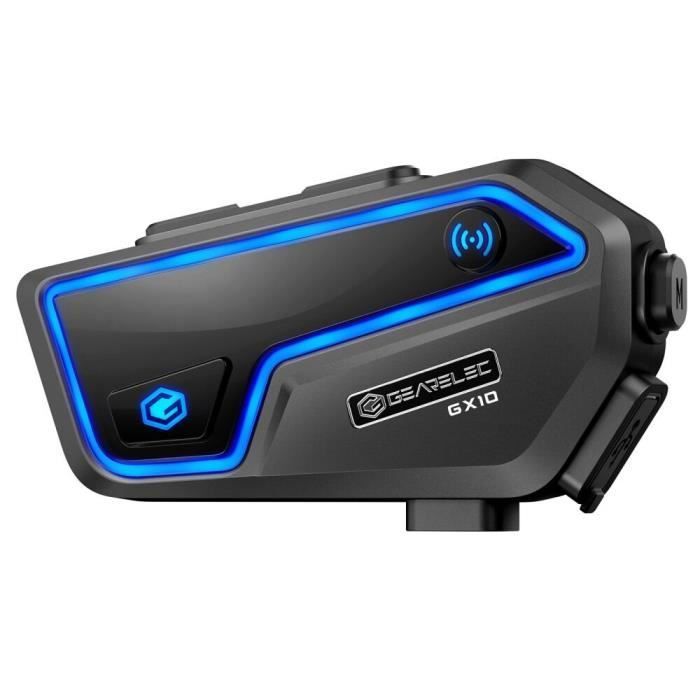 Intercomunicador Bluetooth para motocicleta - GEARELEC - GX10 - Resistente al agua IP67 - Bluetooth 5.2 - 25 horas de conversación