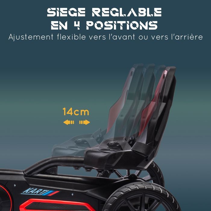 HOMCOM - Children's Pedal Go-Kart - Plastic - 100x58x58.5cm - Red