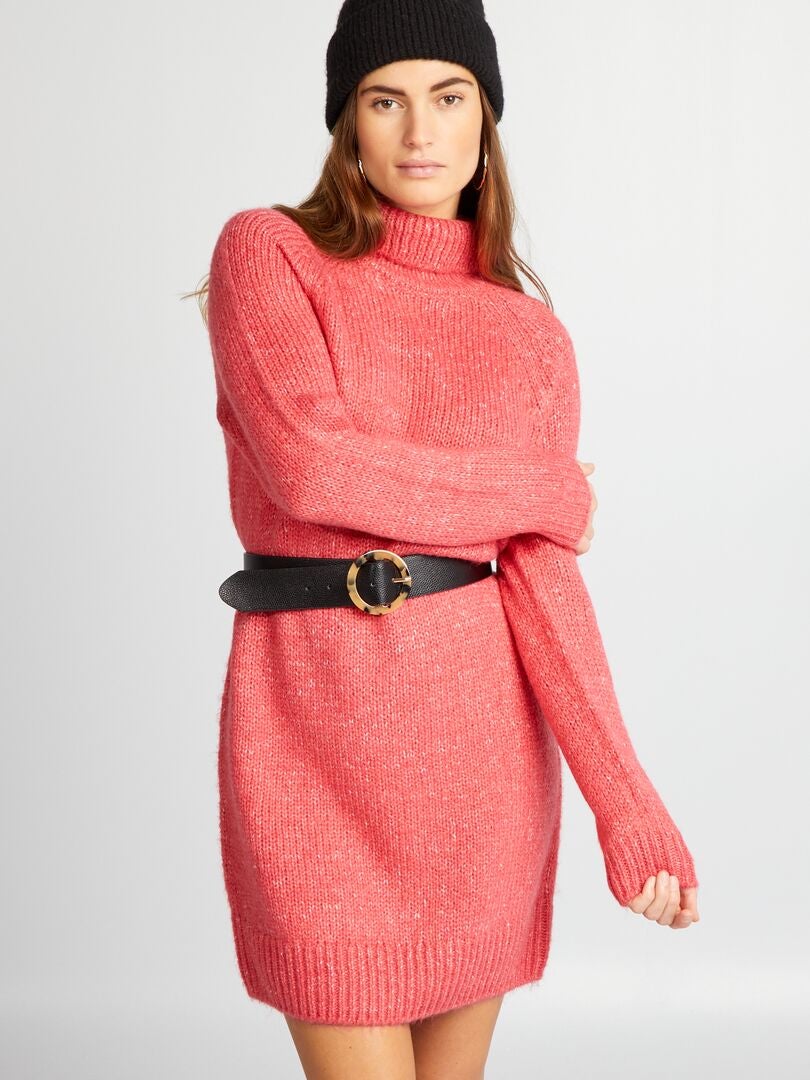 Maxi cropped gebreide trui - ROZE