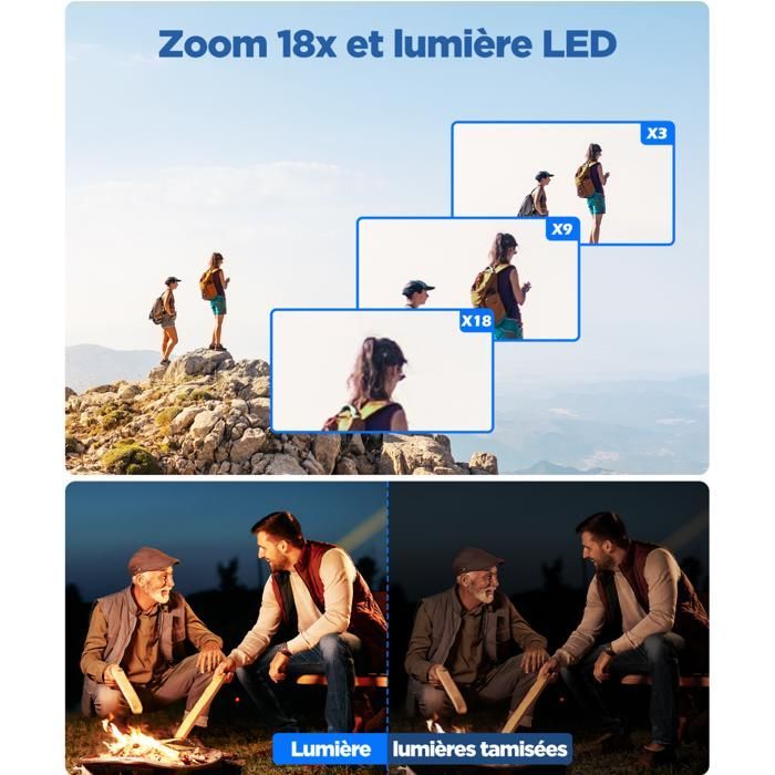 Filmadora 4K de 42MP, Câmera para Vlogs, Zoom Digital de 18x, Tela Giratória de 3