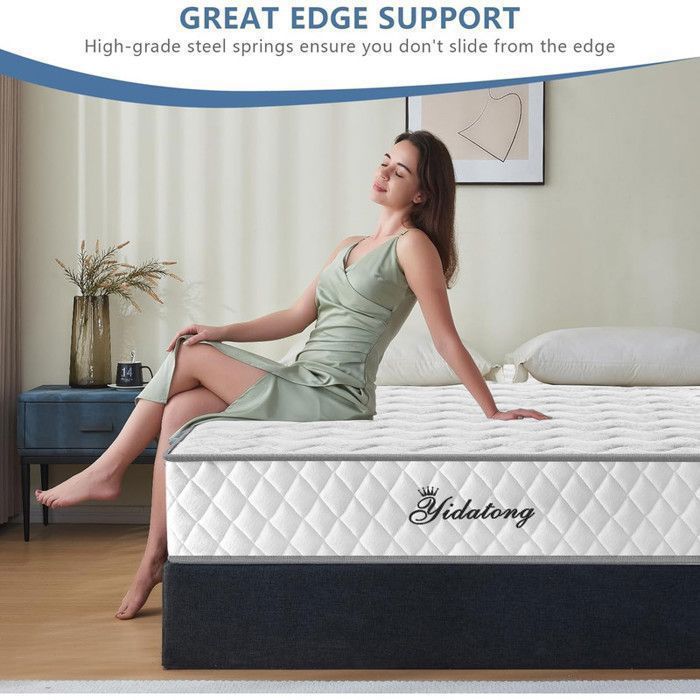 Colchón híbrido firme de 140x190 cm - Muelles + 26 cm de espuma viscoelástica | Certificado Oeko-TEX® | Para pieles sensibles y transpirable | Diseño ergonómico para el descanso