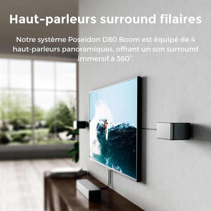 ULTIMEA Barre de son Poseidon D80 Boom - Dolby Atmos 7.1 avec caisson de basse - 500W