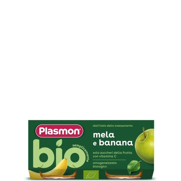 PLASMON Plasmon Bio Omo plátano y manzana 2x80g a partir de 6 meses