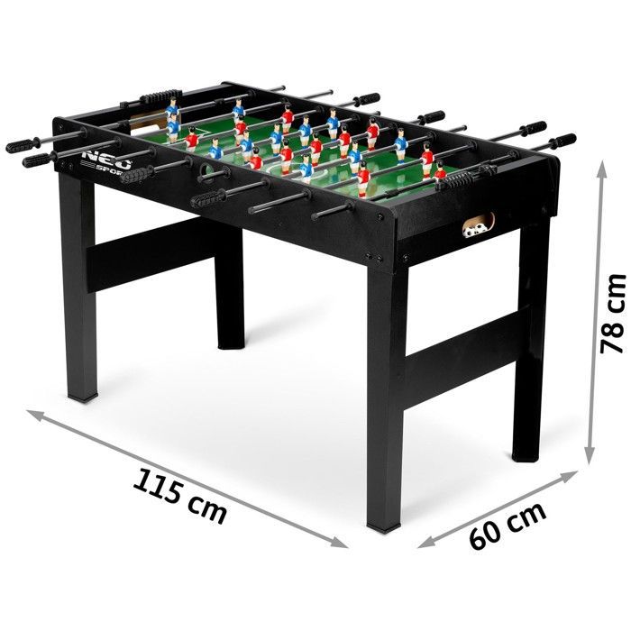 Tafelvoetbaltafel - JANSHOP - 118x61x79 cm - Zwart - NS-805 - Duurzame figuren - Rubberen stootranden