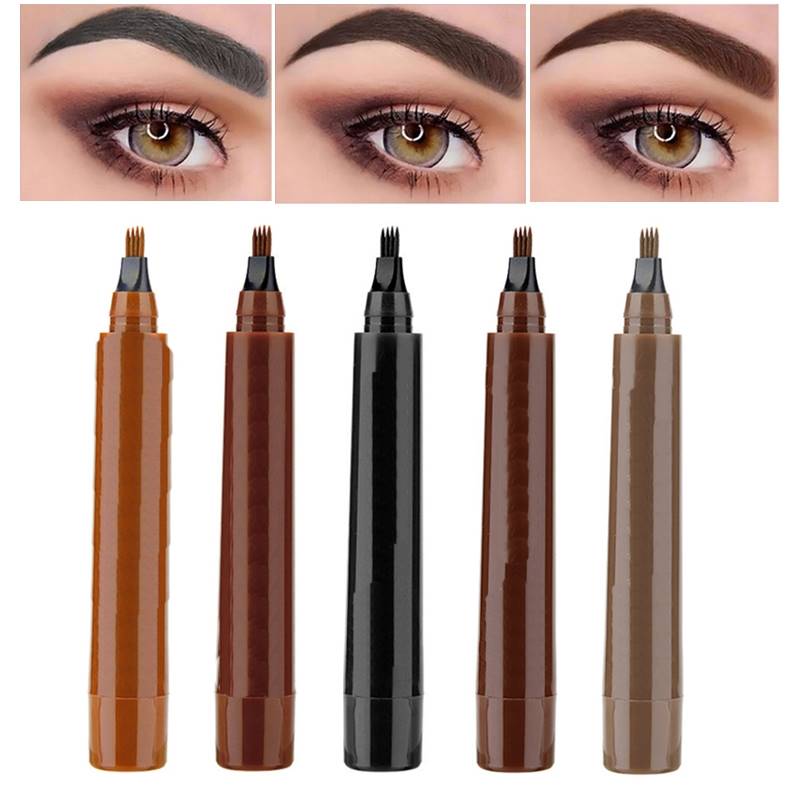 Matita per sopracciglia a 4 forchette, penna per tatuaggi sopracciglia, impermeabile, intensificatore per sopracciglia, lunga durata, schizzo naturale, bellezza, trucco cosmetico per sopracciglia