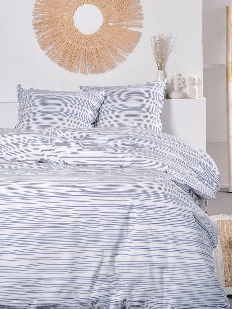 Gestreept beddengoed - tweepersoonsbed - BLAUW