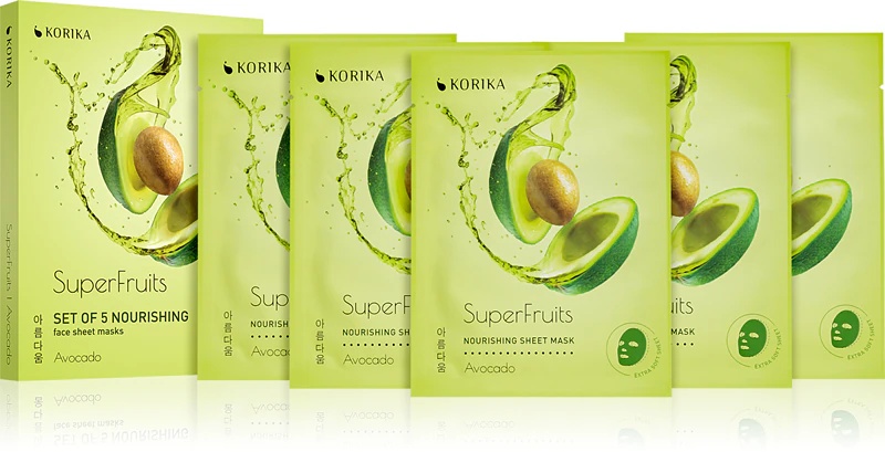 KORIKA SuperFruits maitinamųjų veido kaukių su avokadu rinkinys su nuolaida