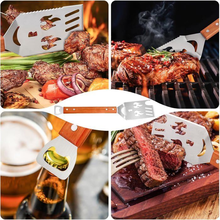 Kit Barbecue,2 Pièces Spatule Barbecue Multifonctionnelle,Accessoire Barbecue,Cadeau Homme pour Anniversaire,Fête des Pères